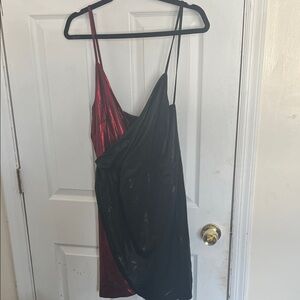 SHEIN Curve 1XL Harley Quinn Black and Red Spaghetti Strap Dress